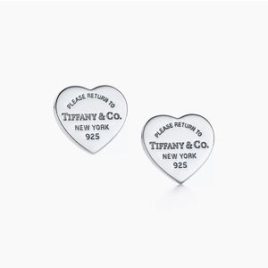 NEW Tiffany Heart Tag Stud Earrings in Sterling Silver